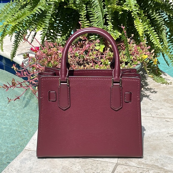 Michael Kors Hamilton Sm Satchel/Shoulder/Xbody In Merlot w/Gold-Toned HW NWOT - Picture 8 of 17